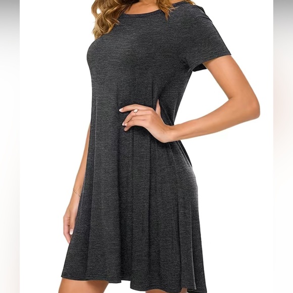 SOLID SIMPLE T-SHIRT DRESS - Picture 4 of 13